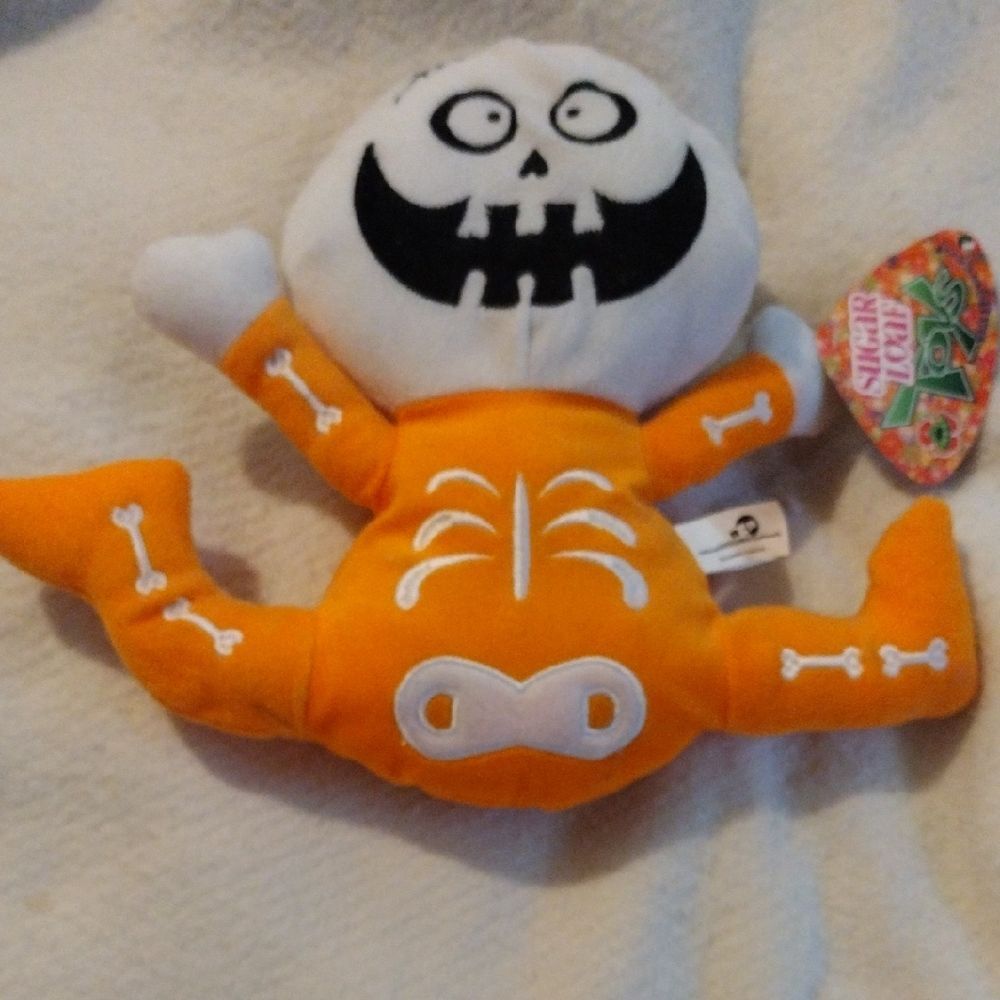 NWT Skeleton Happy Boy Plush Toy  Orange and White